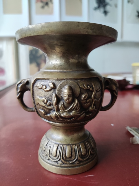 古玩雜項晚清銅花觚拍賣,當前價格288元