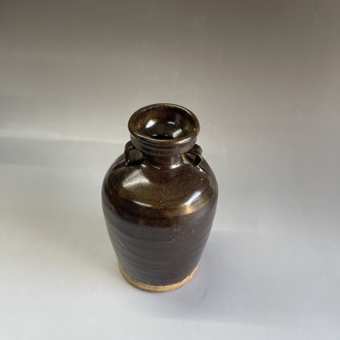 古玩陶瓷明磁州窯醬釉雙系盤口瓶拍賣,當前價格2000元