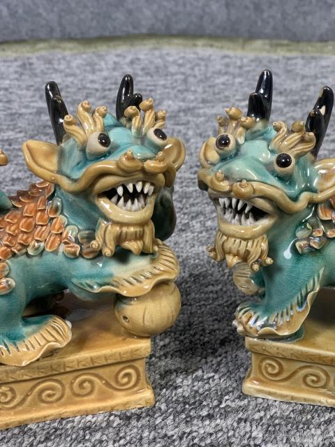 古玩陶瓷民國三彩獅子瓷塑拍賣，當前價格698元