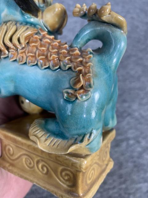 古玩陶瓷民國三彩獅子瓷塑拍賣，當前價格698元
