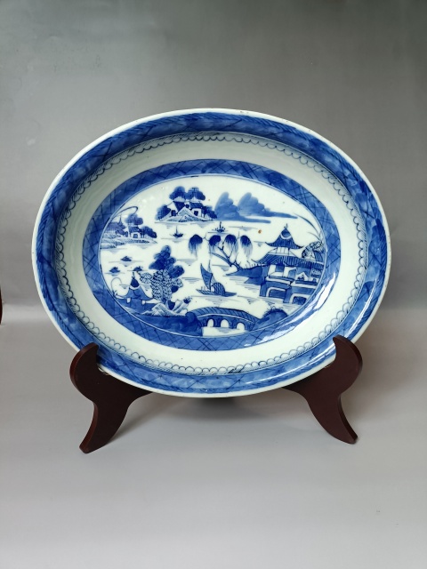 青花山水紋盤拍賣，當前價格1780元