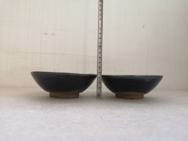 古玩陶瓷黑釉澀圈圈足疊燒工藝碗拍賣,當前價格350元