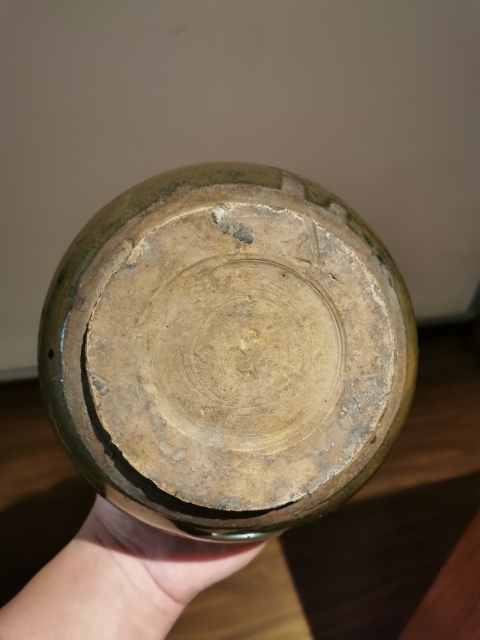 古玩陶瓷明代?窯變黑釉撇口瓶拍賣,當前價格1750元