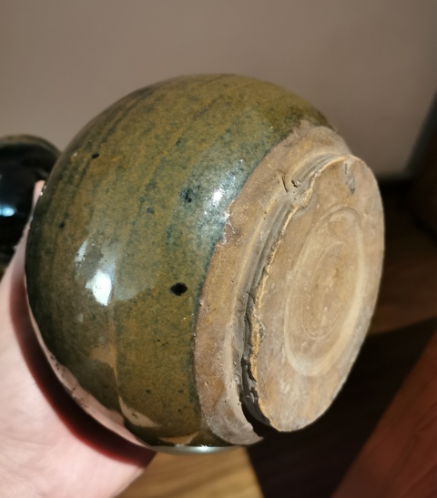 古玩陶瓷明代?窯變黑釉撇口瓶拍賣,當前價格1750元
