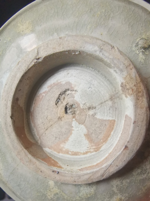 古玩陶瓷宋,耀州窯,青釉團菊紋折沿洗拍賣,當前價格2222元