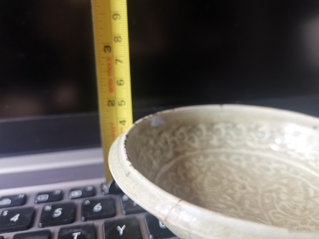 古玩陶瓷宋,耀州窯,青釉團菊紋折沿洗拍賣,當前價格2222元