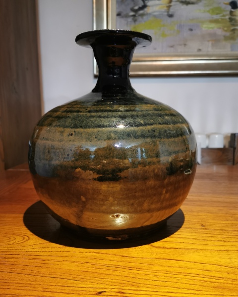 古玩陶瓷明代?窯變黑釉撇口瓶拍賣，當(dāng)前價格3800元