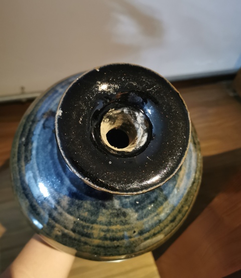 古玩陶瓷明代?窯變黑釉撇口瓶拍賣，當(dāng)前價格3800元