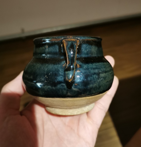 古玩陶瓷元代?窯變黑釉雙系罐拍賣,當(dāng)前價格666元