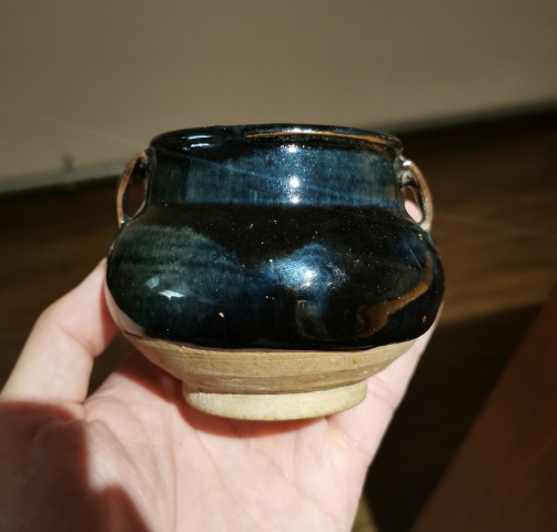 古玩陶瓷元代?窯變黑釉雙系罐拍賣,當(dāng)前價格666元