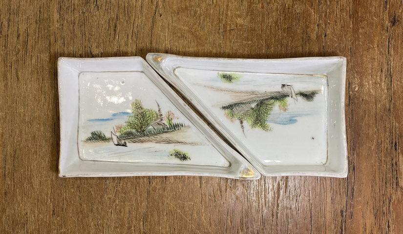 古玩陶瓷粉彩山水紋盤拍賣，當前價格280元