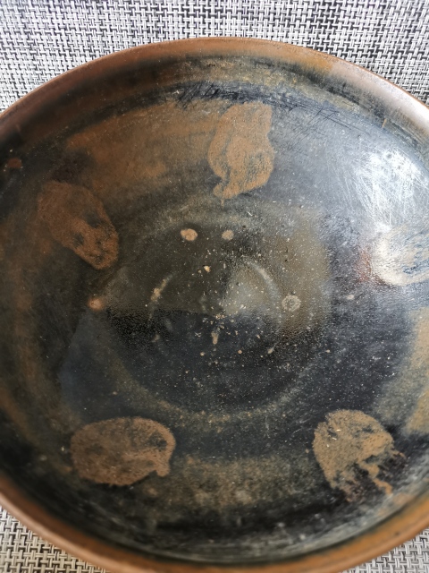 古玩陶瓷元代狗舔碗,山西平陽窯。黑釉鐵銹斑紋碗拍賣,當(dāng)前價(jià)格999元