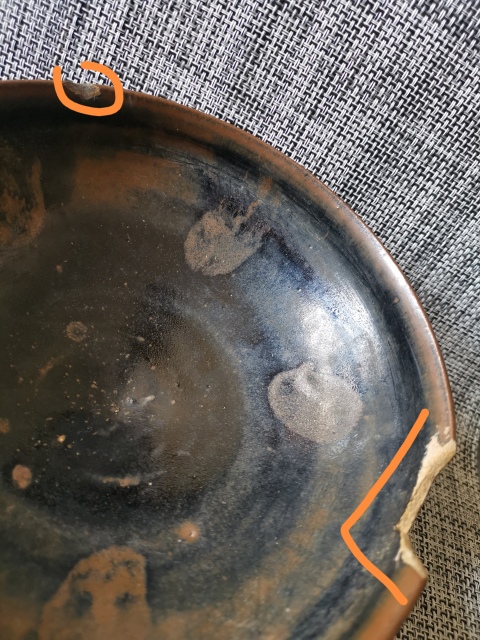 古玩陶瓷元代狗舔碗,山西平陽窯。黑釉鐵銹斑紋碗拍賣,當(dāng)前價(jià)格999元