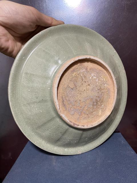 古玩陶瓷明.龍泉青瓷刻壽字紋折沿盤拍賣，當前價格3280元
