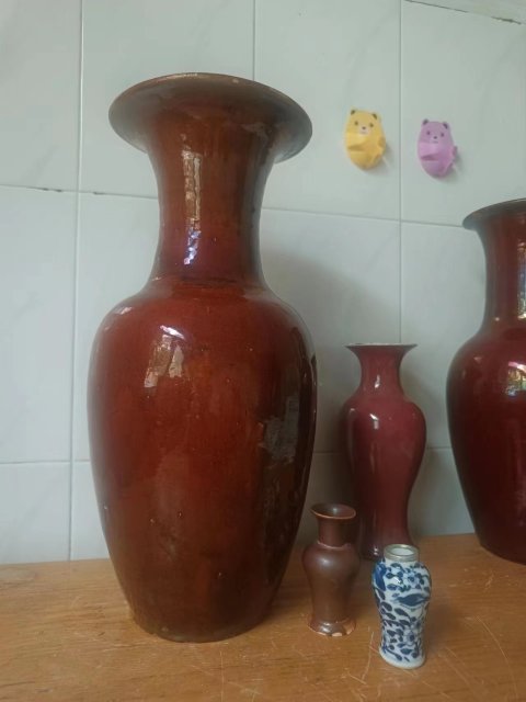 古玩陶瓷清中鈞紅釉羅漢瓶拍賣，當前價格3600元