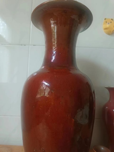 古玩陶瓷清中鈞紅釉羅漢瓶拍賣，當前價格3600元