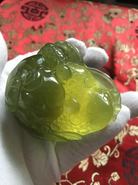 古玩玉器岫玉金蟾把件拍賣，當前價格800元