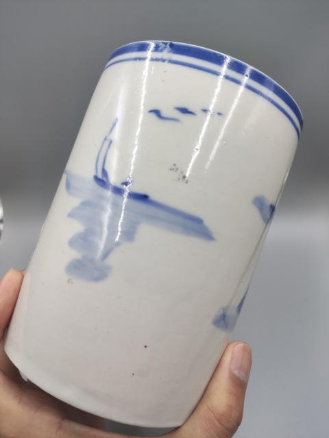 古玩陶瓷民國-青花山水紋筆筒拍賣,當前價格3888元