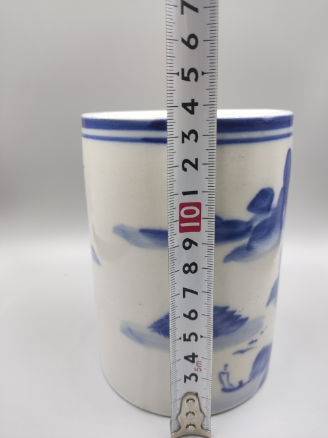 古玩陶瓷民國-青花山水紋筆筒拍賣,當前價格3888元