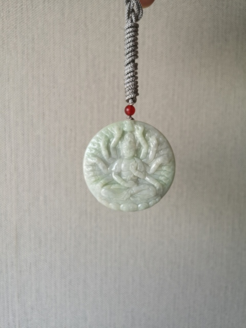 古玩玉器天然翡翠雕“千手觀音”牌拍賣，當前價格680元