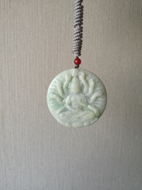 古玩玉器天然翡翠雕“千手觀音”牌拍賣，當前價格680元