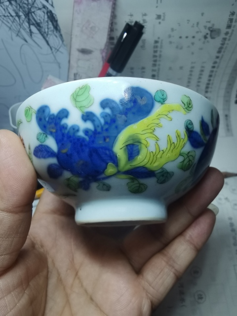 古玩陶瓷【道光精品】清道光細路青花粉彩描金三多紋杯拍賣,當前價格1388元