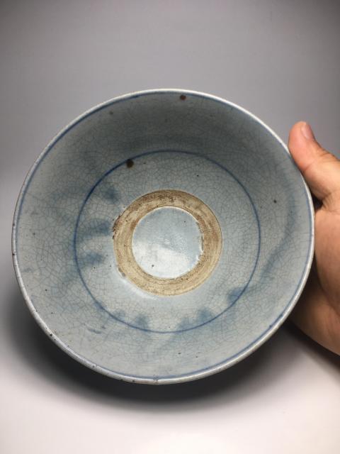 古玩陶瓷城陽款青花卉紋大碗拍賣，當前價格188元