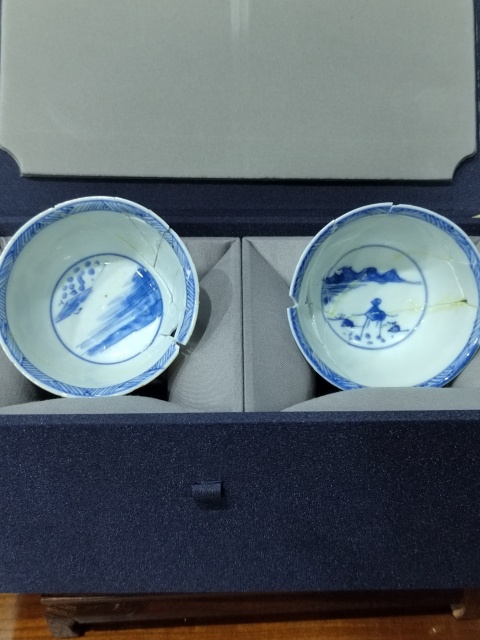 古玩陶瓷清康熙進京趕考主人杯一對拍賣，當前價格666元