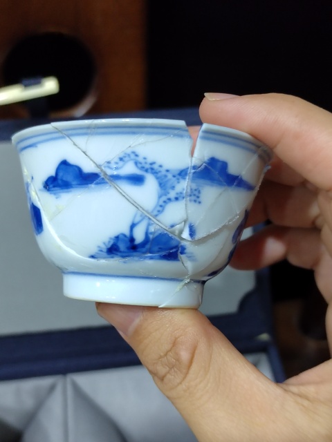 古玩陶瓷清康熙進京趕考主人杯一對拍賣，當前價格666元