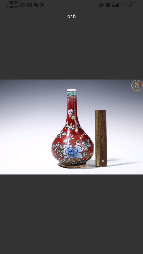 古玩陶瓷郎紅釉加粉彩花卉紋膽瓶拍賣,當前價格30000元