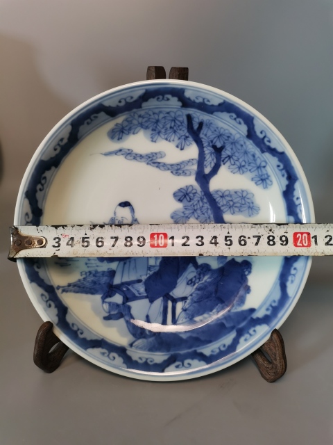 古玩陶瓷【保真過】晚清青花 知音盤拍賣,當前價格800元