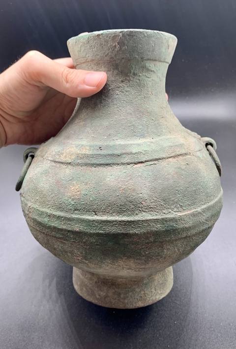 古玩銅器（僅供交流）漢獸面鋪首銅壺，銅博評級75拍賣，當前價格8880元