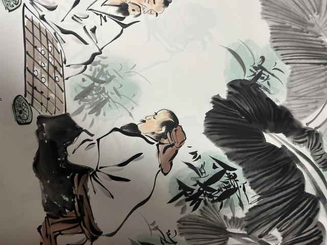 古玩字畫張松平老師《對(duì)弈圖》拍賣，當(dāng)前價(jià)格458元