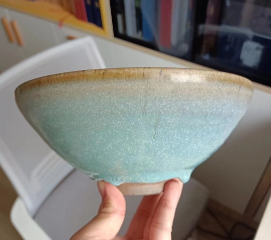 古玩陶瓷域鑒實物鑒定!元代鈞窯天藍釉大碗,全網孤品!拍賣,當前價格6000元