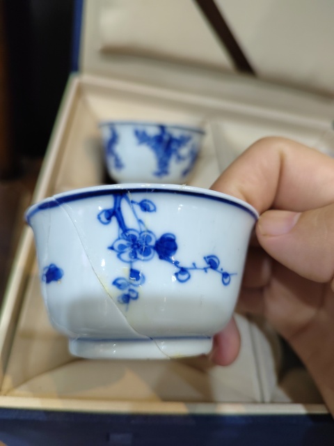 古玩陶瓷(放漏)清康熙花卉紋青花杯四只拍賣,當前價格666元