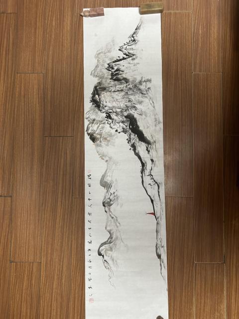 古玩字畫朱玉斌老師寫意山水橫幅拍賣,當前價格458元