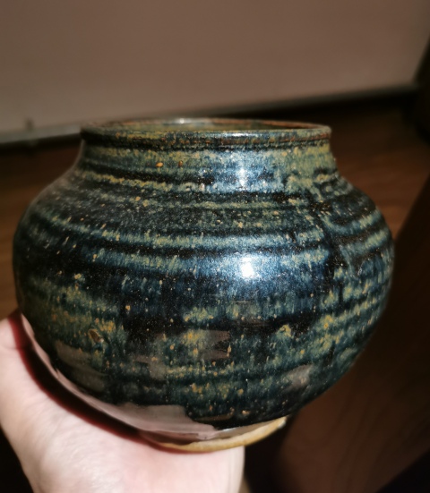 古玩陶瓷金元窯變黑釉鐵銹花茶入拍賣，當(dāng)前價(jià)格1999元