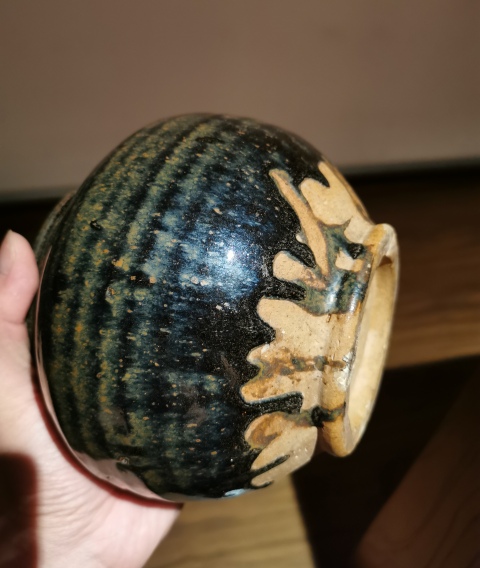 古玩陶瓷金元窯變黑釉鐵銹花茶入拍賣，當(dāng)前價(jià)格1999元