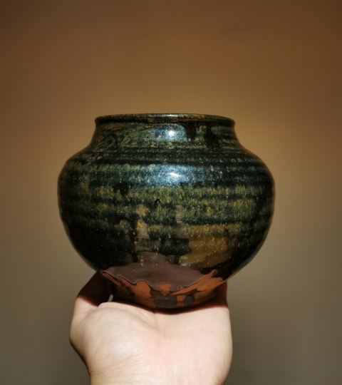 古玩陶瓷金元窯變黑釉鐵銹花茶入拍賣，當(dāng)前價(jià)格1999元