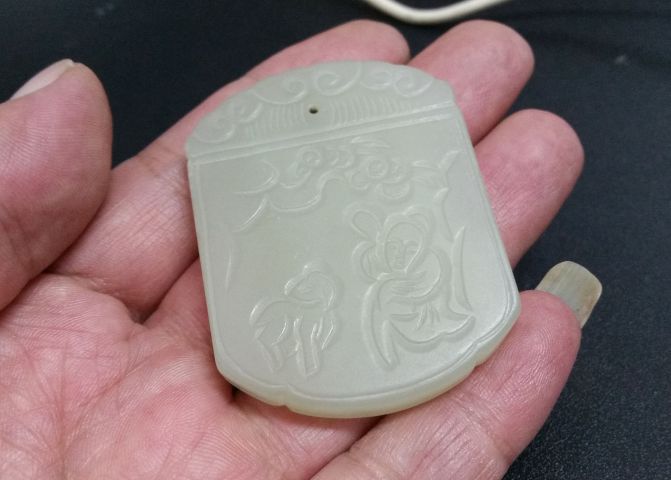 古玩玉器和田玉雕“福壽雙全”玉牌拍賣，當前價格380元