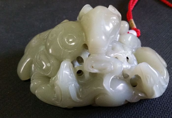 古玩玉器和田玉雕“三陽開泰”擺件拍賣，當前價格1880元