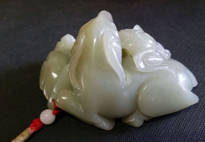 古玩玉器和田玉雕“三陽開泰”擺件拍賣，當前價格1880元