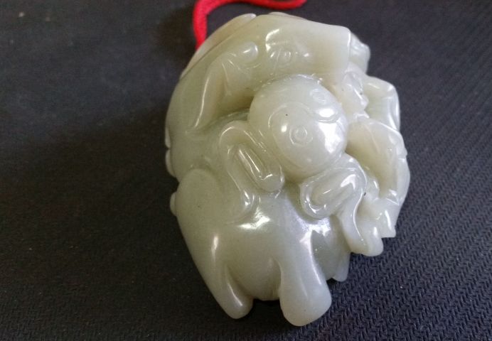 古玩玉器和田玉雕“三陽開泰”擺件拍賣，當前價格1880元