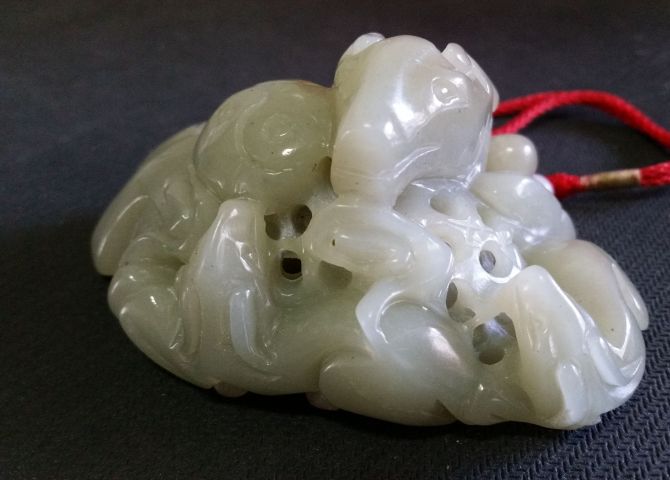 古玩玉器和田玉雕“三陽開泰”擺件拍賣，當前價格1880元