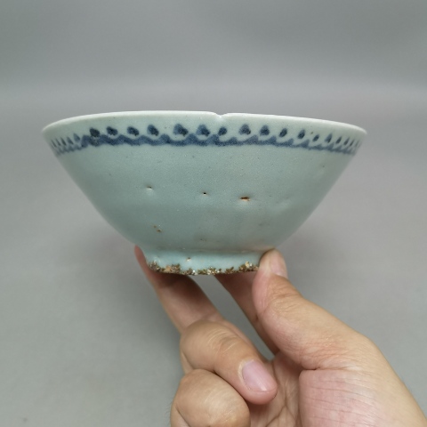 古玩陶瓷明代中期 弘治正德左右青花碗拍賣,當前價格1200元