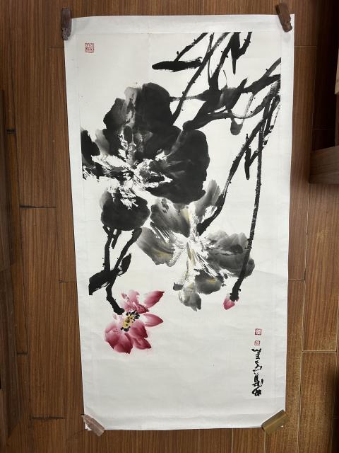 古玩字畫胡文英老師字妙賢 寫意《荷花圖》拍賣，當前價格788元