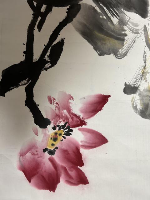 古玩字畫胡文英老師字妙賢 寫意《荷花圖》拍賣，當前價格788元