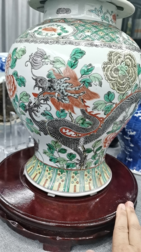 古玩陶瓷五彩龍鳳紋將軍罐拍賣，當(dāng)前價格25000元