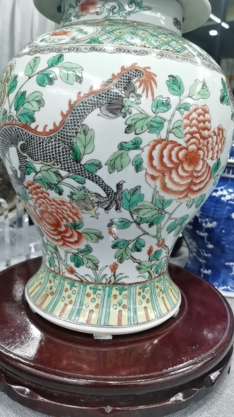 古玩陶瓷五彩龍鳳紋將軍罐拍賣，當(dāng)前價格25000元