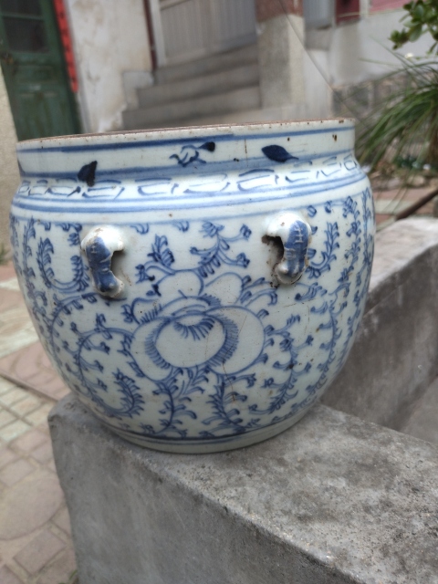 古玩陶瓷青花纏枝紋粥罐拍賣,當前價格99元